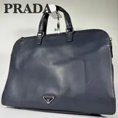PRADA ハンドバッグ ビジネスバッグ 三角ロゴ A4可 レザー ネイビーのサムネイル