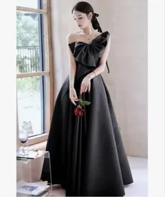 レディース ロングブラックドレス