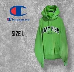 champion チャンピオンUSA古着スウェットパーカー刺繍ロゴグリーン