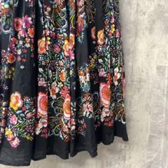 【本日限定最終値下げ】zootie 花柄刺繍フレアスカート 黒 F インド製