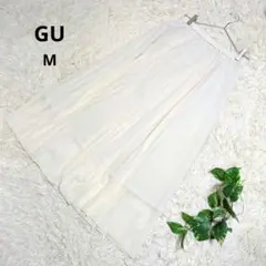 《GU》ジーユー プリーツロングスカート ウエストゴム M 30 NATURAL