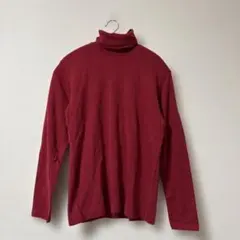 UNIQLOタートルネック 長袖 カットソー レッド