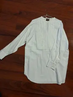 着用2回 ジョージズ ホワイト プリーツ長袖シャツ