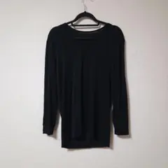UNIQLO ユニクロ ヒートテック VネックT 9分袖 L 黒 ブラック
