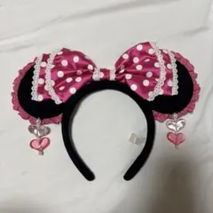 ディズニー イヤリング ピンク 水玉リボンカチューシャ