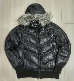 ユニクロ プレミアムダウンジャケット 黒 Ｌ ファー付メンズ y2k 3way