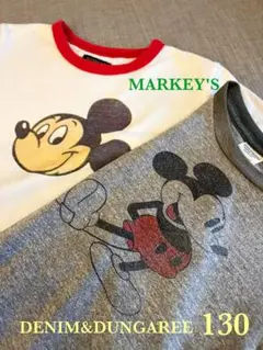 【セット販売】デニムダンガリー ミッキー Tシャツ 130 マーキーズ