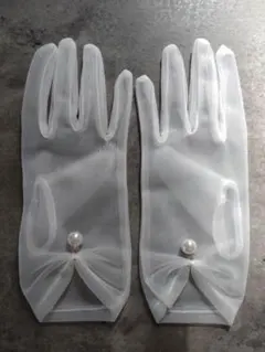 ホワイトオーガンジー　ウェディンググローブ