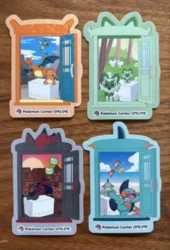 【ポケモンセンターオンライン】ステッカー4枚セット(ミニゲーム・ピカチュウ賞)