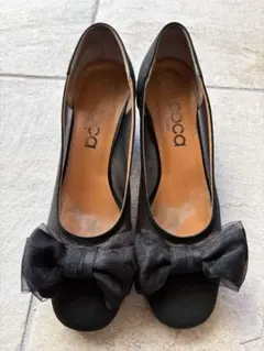 coca ブラックリボンパンプス