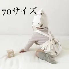 韓国子供服 ロンパース 新品 ボンネット付き 73サイズ