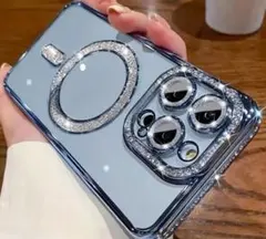 新品　クリスタル装飾 iPhone16用ケース ブルー