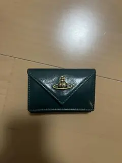 最終値下げ　ダークグリーン レザー 三つ折り財布