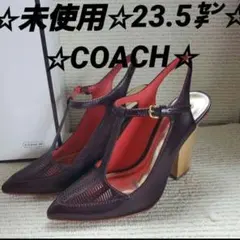 ☆未使用☆COACH☆23.5㌢☆サンダル☆ボルドー☆オレンジ☆ゴールド☆レザーのサムネイル
