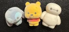 ふわふわフロッキードール　 ベイマックス スティッチ　ガチャ　ディズニー　3点