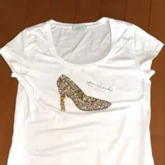 アンレクレ en recre Tシャツ ビース スパンコール 半袖 白 ゴールドのサムネイル