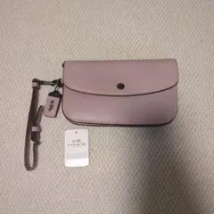 美品】COACH グラブタンレザー クラッチバッグ アイスパープル 長財布 