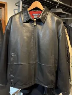 90s NAUTICA レザージャケット XL 中綿 スイングトップ 本革