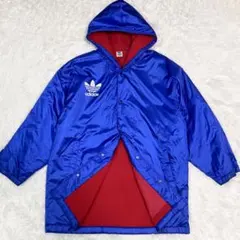 90s adidas アディダス フード付き ベンチコート トレフォイル L