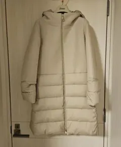 HERNO ヘルノ ウール×ナイロン 異素材切替ダウンコート アイボリー 42