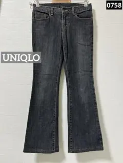 ね*え様 0758 UNIQLO フレアデニムパンツ グレー