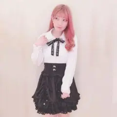 リズリサ オーガンジ襟ブラウス ブラックのサムネイル