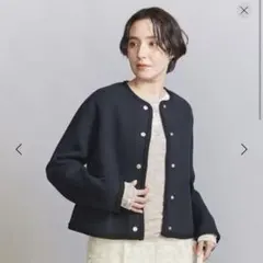 【BEAUTY&YOUTH】ミラノリブ スナップボタン ジャケット ネイビー