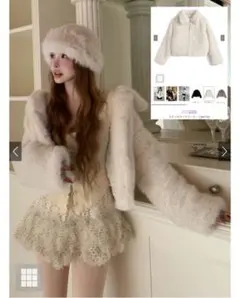 GRL ステンカラーファーコート アイボリー Fサイズ