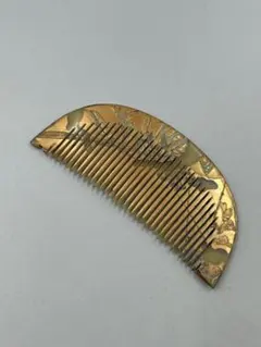 258ヴィンテージ　鼈甲　訳あり　金色の模様 半月形髪飾り櫛