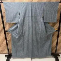 Z-1714 小紋着物 縦ストライプ柄 正絹 袷着物 無地八掛 広衿