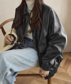 KOBE LETTUCEブラックレザー・ファー付きジャケット