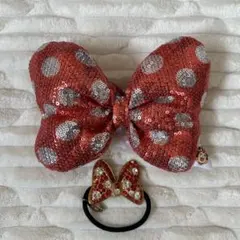 ミニーマウス風スパンコールリボン