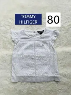 TOMMY HILFIGER 女の子　半袖80cm 半袖　ブラウス　白　夏服のサムネイル