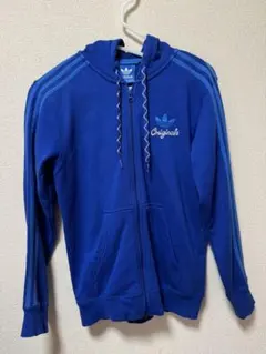 アディダス ジップパーカー パーカー ブルー XS