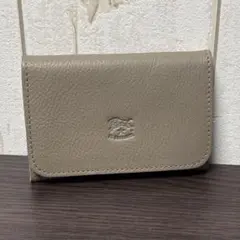 イルビゾンテ グレー レザー 名刺入れ カードケース 二つ折り