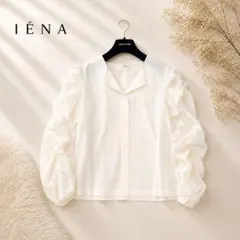 新品タグ付☆IENA☆23年製 ボウタイ付 シアーブラウス 襟元レース F 
