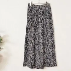 新品 タグ付 M~L 黒×ベージュ 英字柄 ワイドパンツ レディース ポケット