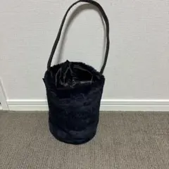 Demi-Luxe BEAMS バケツ型 レディース バッグ ファー 黒