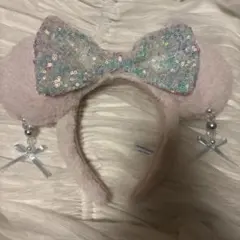 東京ディズニーリゾート限定 ミニーマウス カチューシャ（ボア＆スパンコール）