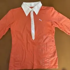 PUMAオレンジ 長袖ポロシャツ