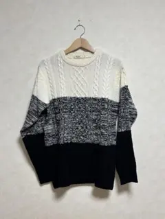 Oval Dice クルーネック ニット セーター バイカラー L