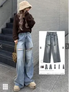 ILLIT ダメージワイドデニムパンツのサムネイル