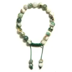 逞しく生きる力と、大自然の強いパワー！苔入瑪瑙紐式８ｍｍ玉ブレスレット