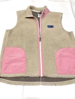patagonia フリースベスト ベージュ/ピンク L