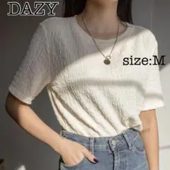 SHEIN Dazy 半袖 クルーネック トップス ホワイト M シャーリング