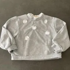 120cm petit main グレー フラワー トレーナー