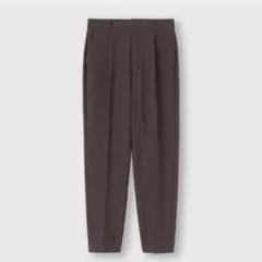 GU 起毛タックテーパードパンツ M ダークブラウン カジュアルパンツ