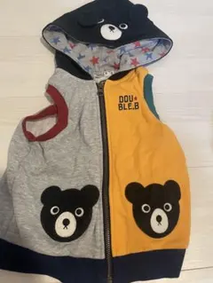 DOUBLE.B クマ刺繍 フード付きベスト 100センチ