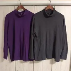 【UNIQLO ユニクロ】ハイネック 長袖Tシャツ Used ２枚セット XL