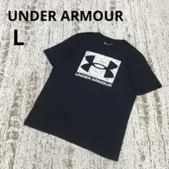 アンダーアーマー 半袖 カットソー Tシャツ L 黒 スポーツ ロゴプリント